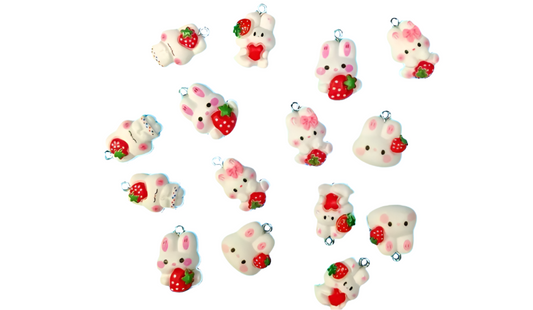 Bunnies With Strawberries Charms