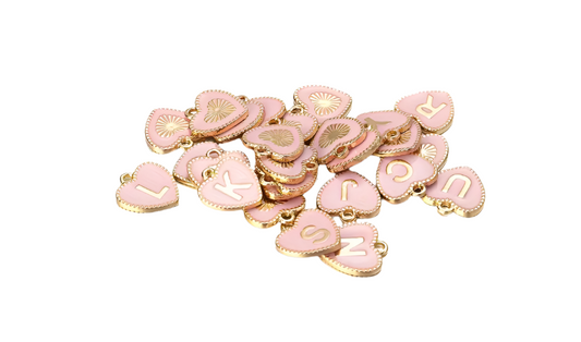 Pink Heart Letter Charms