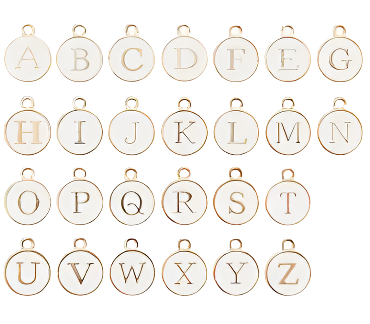 White Circle Letter Charm