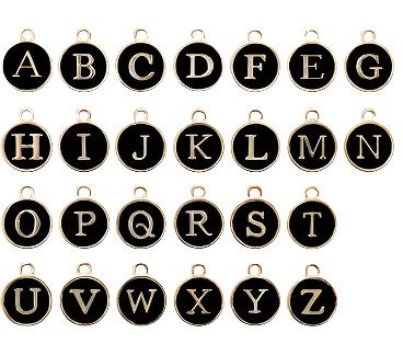 Black Circle Letter Charm