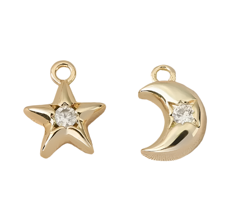 Star and Moon Crystal Charms